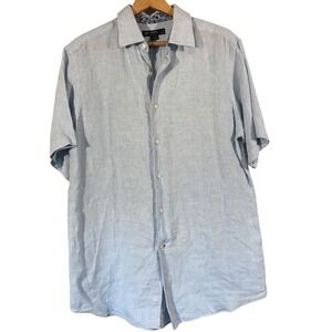 Cremieux Collection‎ Mens Linen Short Sleeve Button Down Shirt - Medium